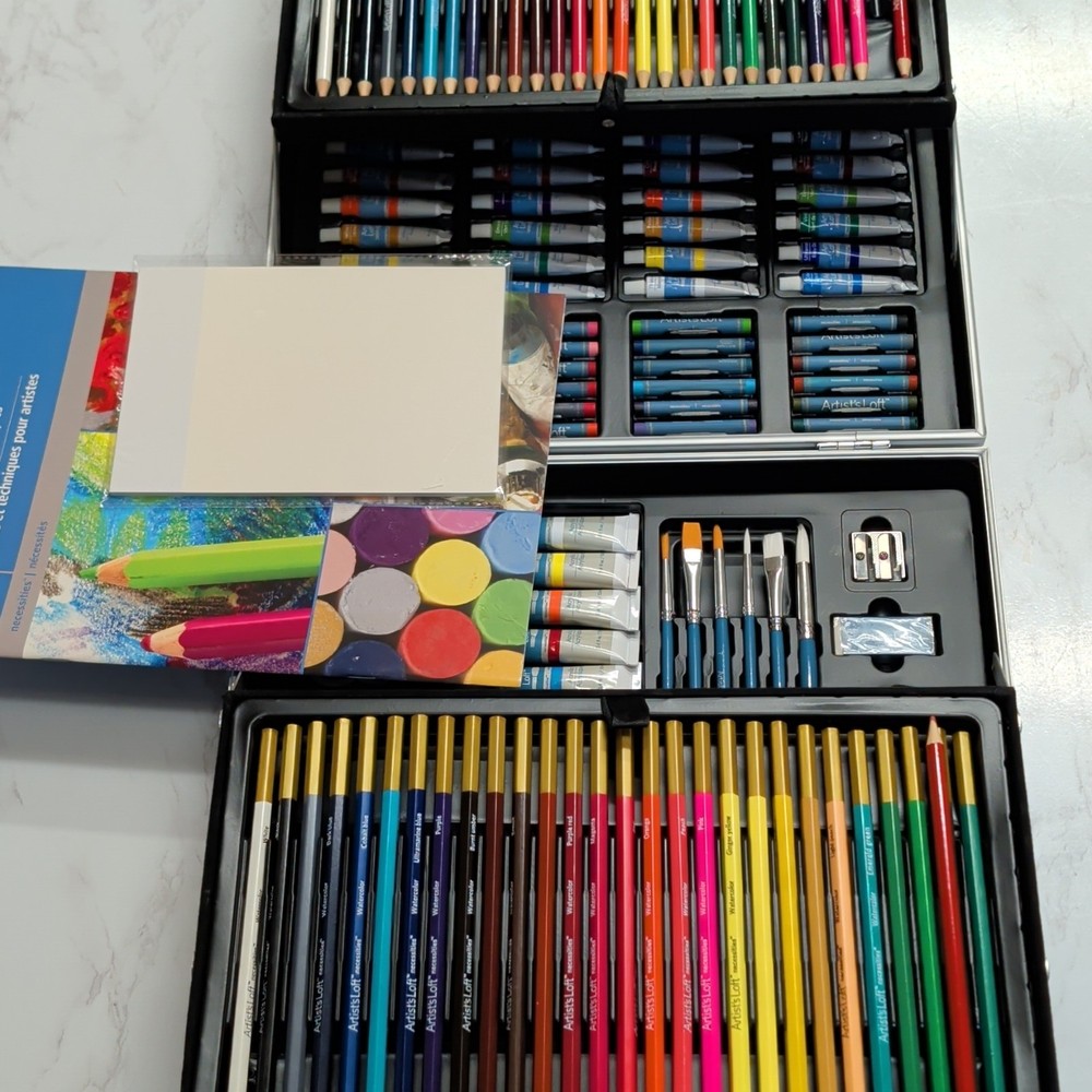 Artist’s Loft Artist Tools and Techniques Art Set Aluminum Case Pencils Paint
