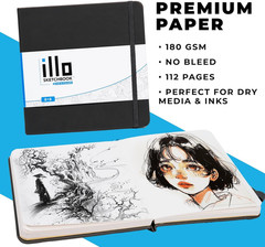 8’’ X 8’’ Square Hardcover Sketch Book, (112Lb/180Gsm) Heavyweight Paper, Rib…