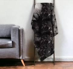 50″ X 70″ Dark Gray and Ivory Faux Fur Plush Throw Blanket