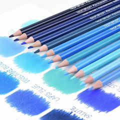 12 Blue Colored Pencils Oil Based Pre-Sharpened Wooden Colored Pencil Set for Ad