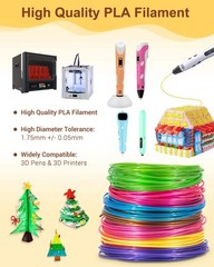 24 Colors 3D Pen PLA Filament Refills, 1.75mm Premium Printing Filament for 3…