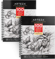 Sketch Book 2 Pack, 9X12 Inches, 200 Sheets of 68 Lb Heavyweight Paper, Spiral B
