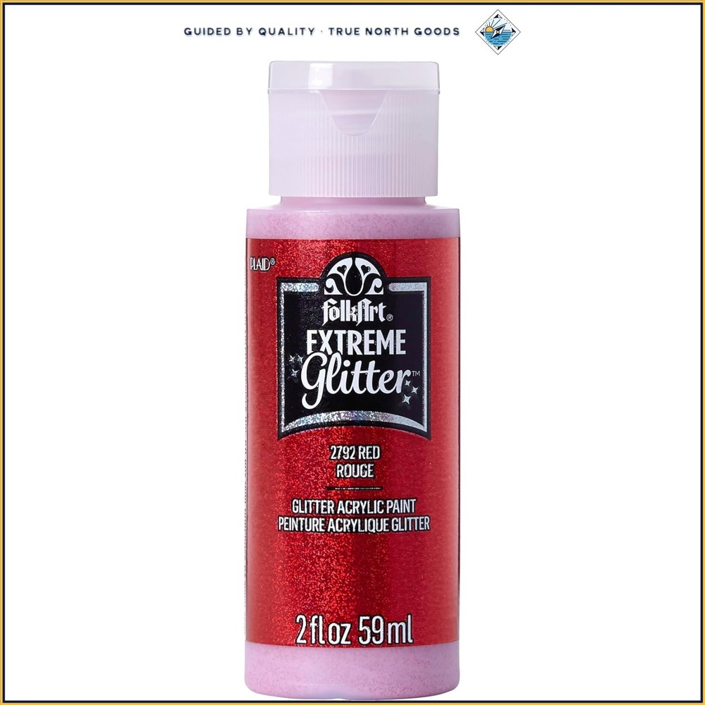 Sparkling Red Acrylic Paint, 2 oz Non-Toxic Glitter for Various Surfaces