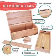US Art Supply Artist Wood Pastel, Pen, Marker Storage Box with Drawer(s)
