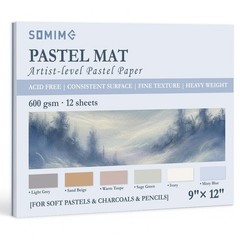 9×12 Heavyweight Light Colors Sanded Pastel Drawing Paper Pad Artists 12 Sheets
