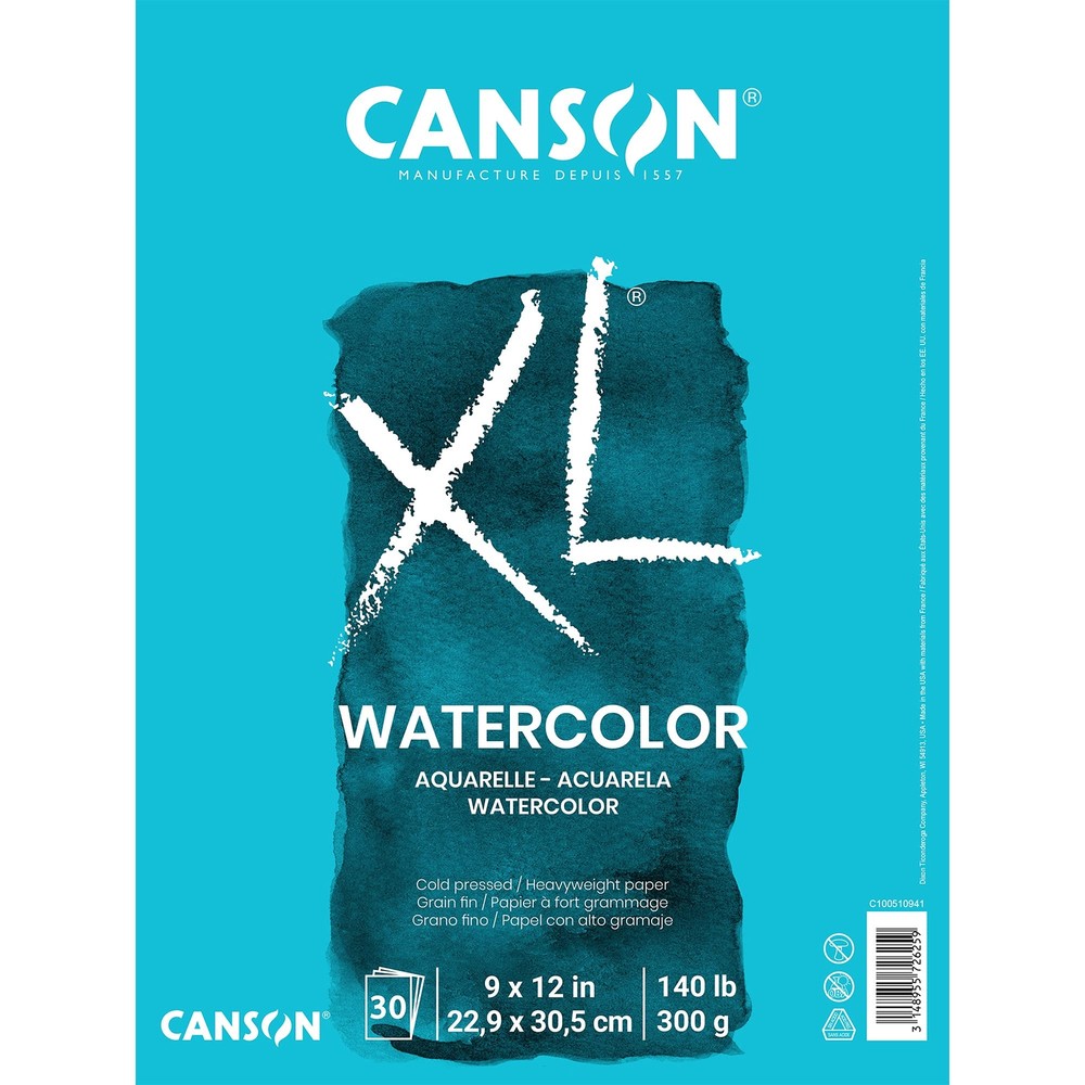 XL Series Watercolor Pad Heavyweight White Paper 30 Sheet 9×12 inch Foldover