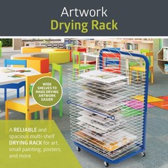 Pearington Mobile 25-Shelf Art Drying Rack for Classrooms and Art Studios, He…