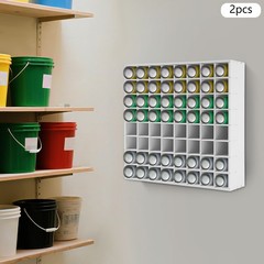 64-Compartment Wall-Mounted Paint Storage Rack 2-Pack White 33 × 9 × 33 cm