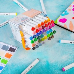 Double-Ended Art Markers in Case 48pc, Dual Tip Markers with Colored Alcohol …
