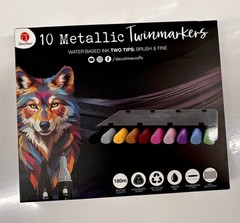 Decotime 10 Metallic Twin Markers Collect & Connect Alcohol Ergonomic Fine Brush