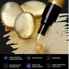 1pc Mirror Marker 2mm DIY Reflectiv Paint Pen Chrome Gold & Silver Liquid Marker