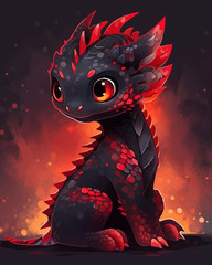 Cute Little Baby Dragon Paint by Numbers Kit, 16X20 Inch Acrylic Painting Arts a