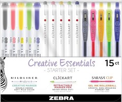 Zebra Pen Creative Starter Set, 15pk – 5 Mildliner, 5 Markers, & 5 Sarasa Pens