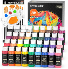 Acrylic Paint, 36 Colors Acrylic Paint Set with Brushes & Palette, 2Oz/60Ml Bott
