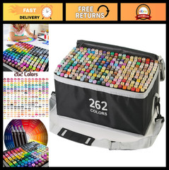262-Color Dual-Tip Art Markers Set with Carry Bag – Perfect for Coloring, Drawin