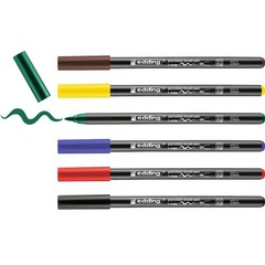 Edding 4200 Porcelain Brush Pen – 6 Pens – Brush Tip 1-4 mm – Felt-Tip Pen for P