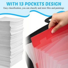 1 Pack 11 x 17 Art Portfolios, Expanding File Organizer with 13 Pocket for Ar…