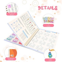 4 Pc Magic Grooved Practice Copybook,Reusable Writing Books for Kids Ages 3-8