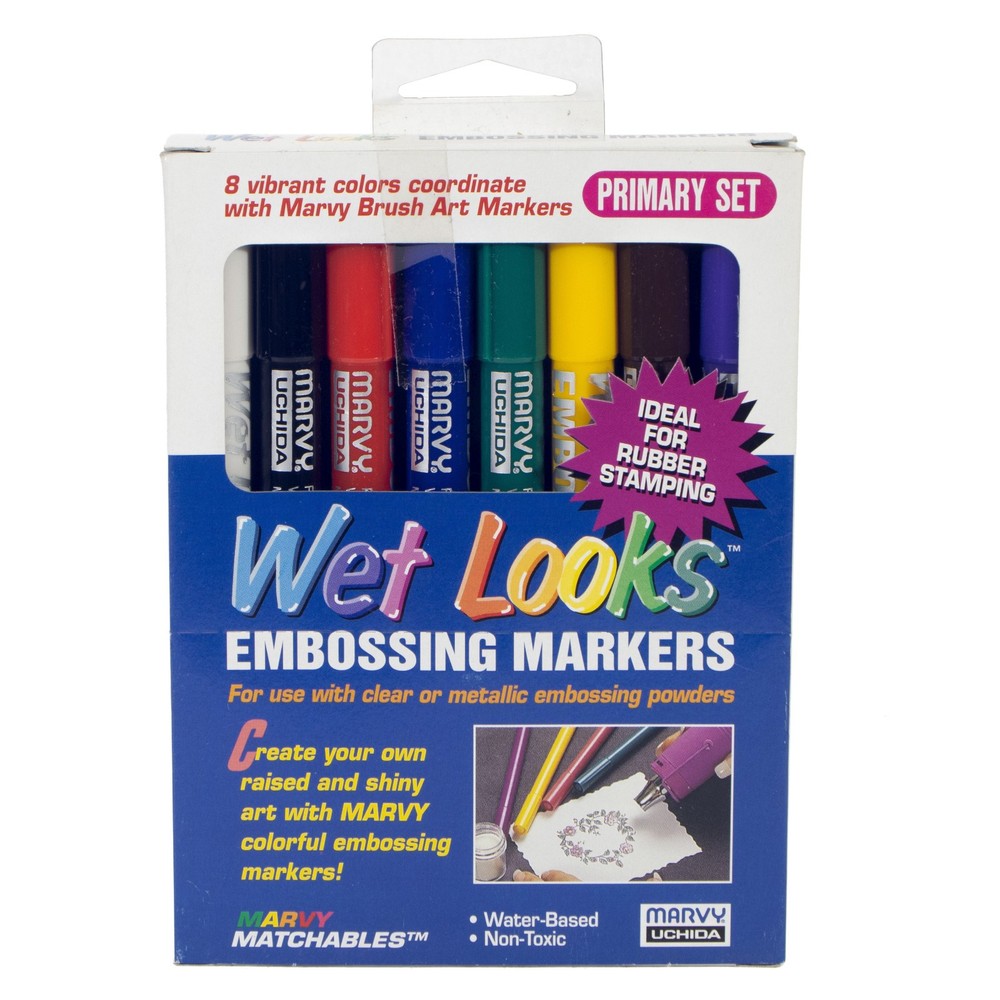Marvy Uchida Wet Looks Embossing Markers Primary Set of 8