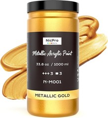 Luxury Glossy Metallic Gold Paint 33.8oz – Perfect for Multi-Surface Projects