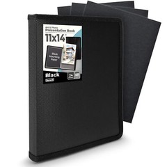 11×14 Art Portfolio Binder with Mounting Paper – (Black) Large Portfolio Fold…
