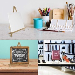 4 Pack 12″ Wood Display Stand A-Frame Artist Easel Tripod Tabletop Canvas Holder