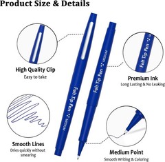 60 Blue Felt Tip Pens Set – Medium Point, Smooth Writing