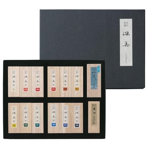 Kuretake Sumi Ink Paint Set 14pcs Japanese Solid Color Black Ink for Sumi-e Art