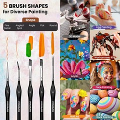 15 Pcs Micro Detail Paint Brushes Set with Portable Case for Oil Watercolor A…