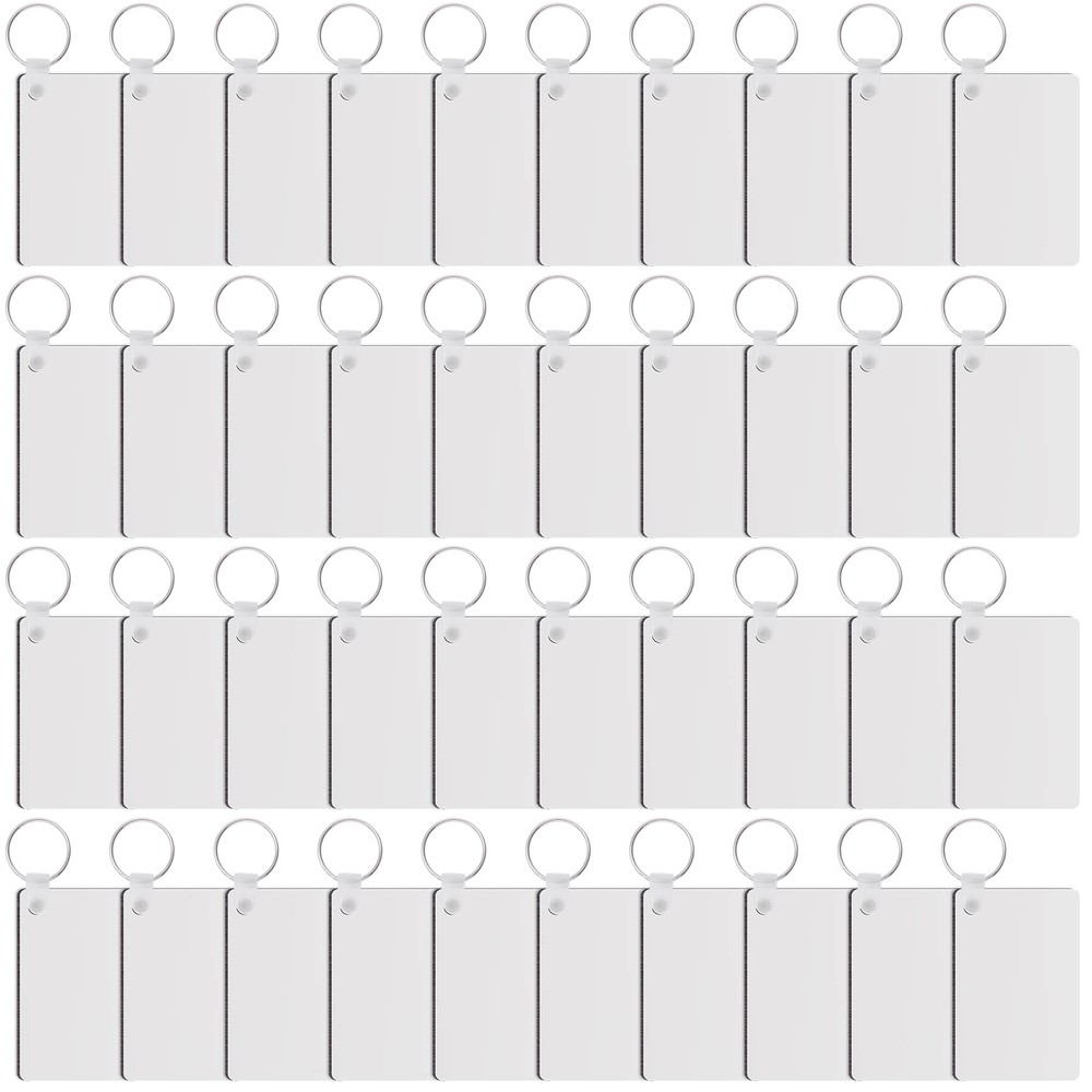 120 Pieces Rectangle Sublimation Keychain Blanks Double Side Heat Transfer Bl…