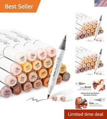Skin Tone Alcohol Markers Brush Tip – 24 Portrait Skin Color Markers for Arti…