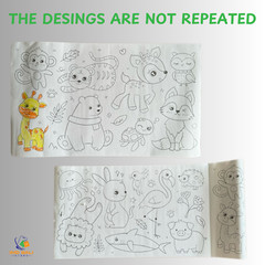 Children’s Drawing Roll 118 x11.8 Inch Sticky Animal Coloring Paper for Toddler