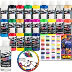 22 2oz Createx Airbrush Color Paint Kit Cleaner Primary Pearl Opaque Fluorescent