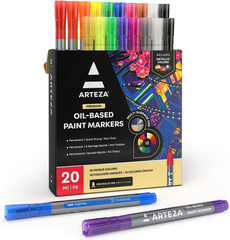 Oil Based Paint Markers, 20-Pack, 18 Unique Colors, 1.3 Mm Line, Small Barrel, P