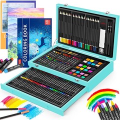 Art Supplies, 150-Pack Deluxe Wooden Art Set Crafts Drawing Painting Kit with 1
