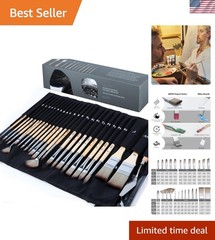 ARTIFY 25 Pieces Professional Paint Brush Set – Expert Series Synthetic Nylon…