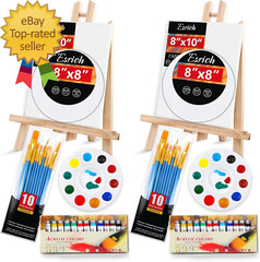 Acrylic Paint Set 52Piece Professional Supplies Kit with 2*12Color 2*10 Brushes