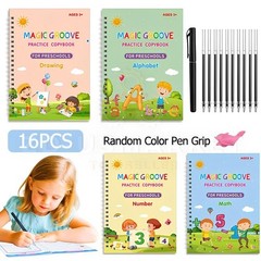 16PCS Grooved Magic Practice Copybook Set Boys Girls Handwriting Book Practice