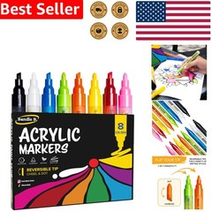 Acrylic Paint Pens 8 Colors, Non-Toxic Waterproof Art Markers, Journaling