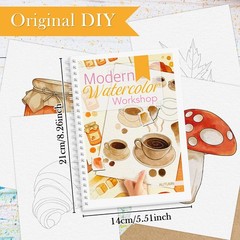 Watercolor Workbook Paint Book Beginner 12 Patterns Stress-Relieving Autumn 1