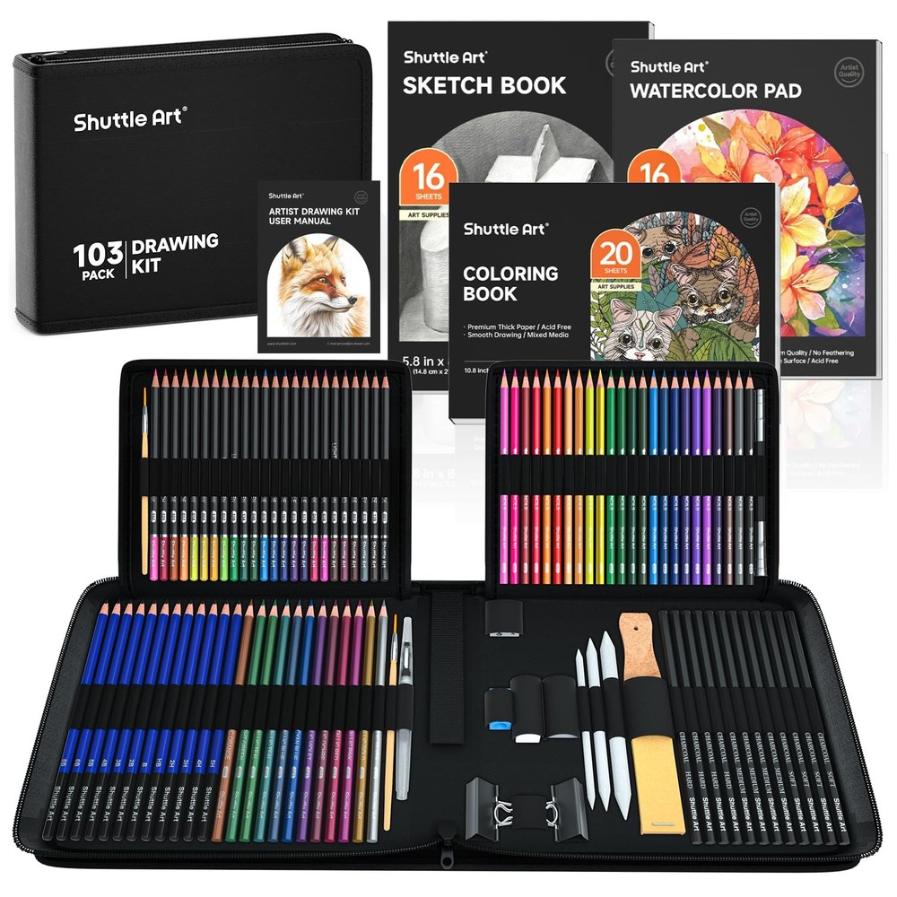 Shuttle Art 103 PCS Drawing Kit, 1 Count (Pack of 103), Multicolor