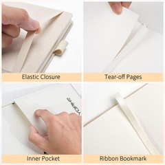 Linen Watercolor Sketchbook 5.5×5.5 Inch 300GSM Cotton Cold Press Beige Pad