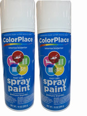 2x Color Place Spray Paint, White, Gloss, Multi Surface 10 Oz