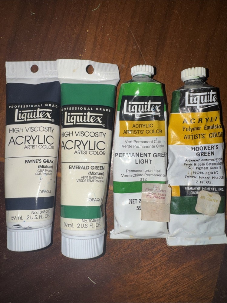 Liquitex Acrylic Artist Colors 4 Payne’s Gray Emerald Permanent Hooker’s Green