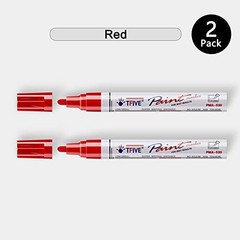 Permanent Paint Marker Pens – 2 Count Oil Based Marker Pen, Medium Tip, Red