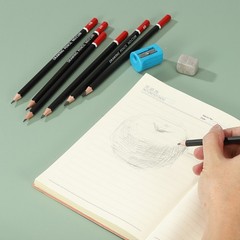 24Pcs 6B Drawing Pencils for Sketching, Red/Black
