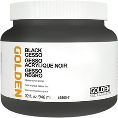 GOLDEN Black Gesso, 32 fl. oz. Jar, Professional 32 Fl Oz (Pack of 1),
