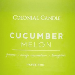 Colonial Candle Cucumber Melon Scented Jar Candle, 14.5 oz, Greenish Yellow