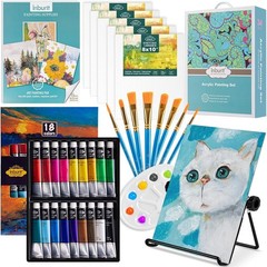 Art Paint Set for Kids with Easel Canvas Brushes and Acrylic Paints