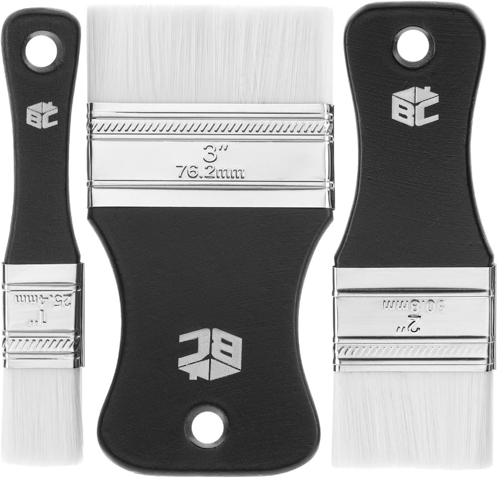 Bates- Flat Paddle Paint Brush Set, 3 Pack, Nylon Bristles Painting Brushes, Erg